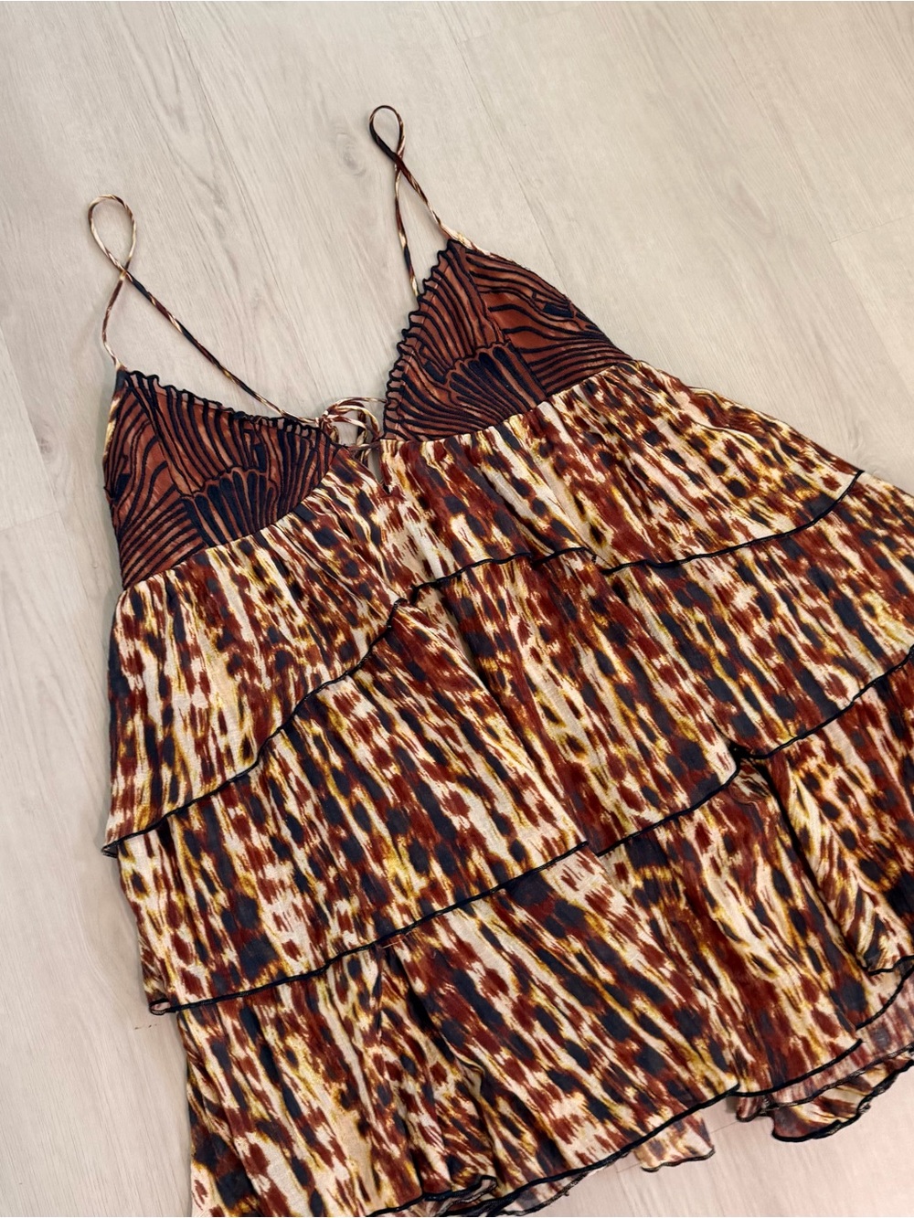 Celandine Brown Pattern dress by Anthropologie